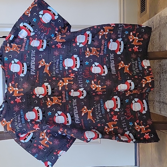 Rudolph and Santa Christmas scrub top - Picture 4 of 4